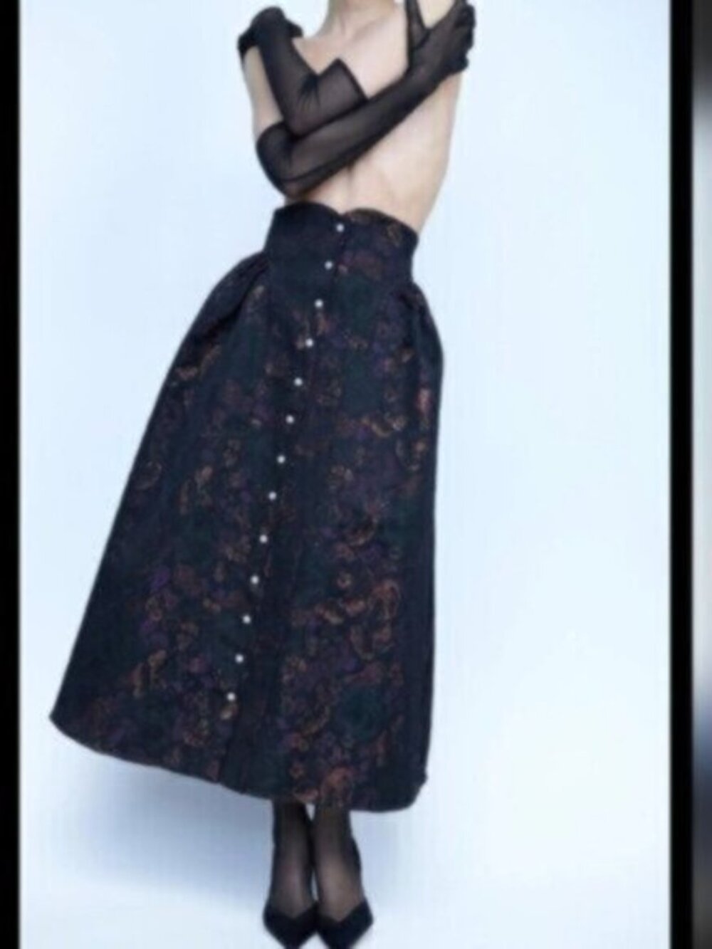 🌹HP🌹Batsheva Bella  BNWOT metallic jacquard midi skirt 6